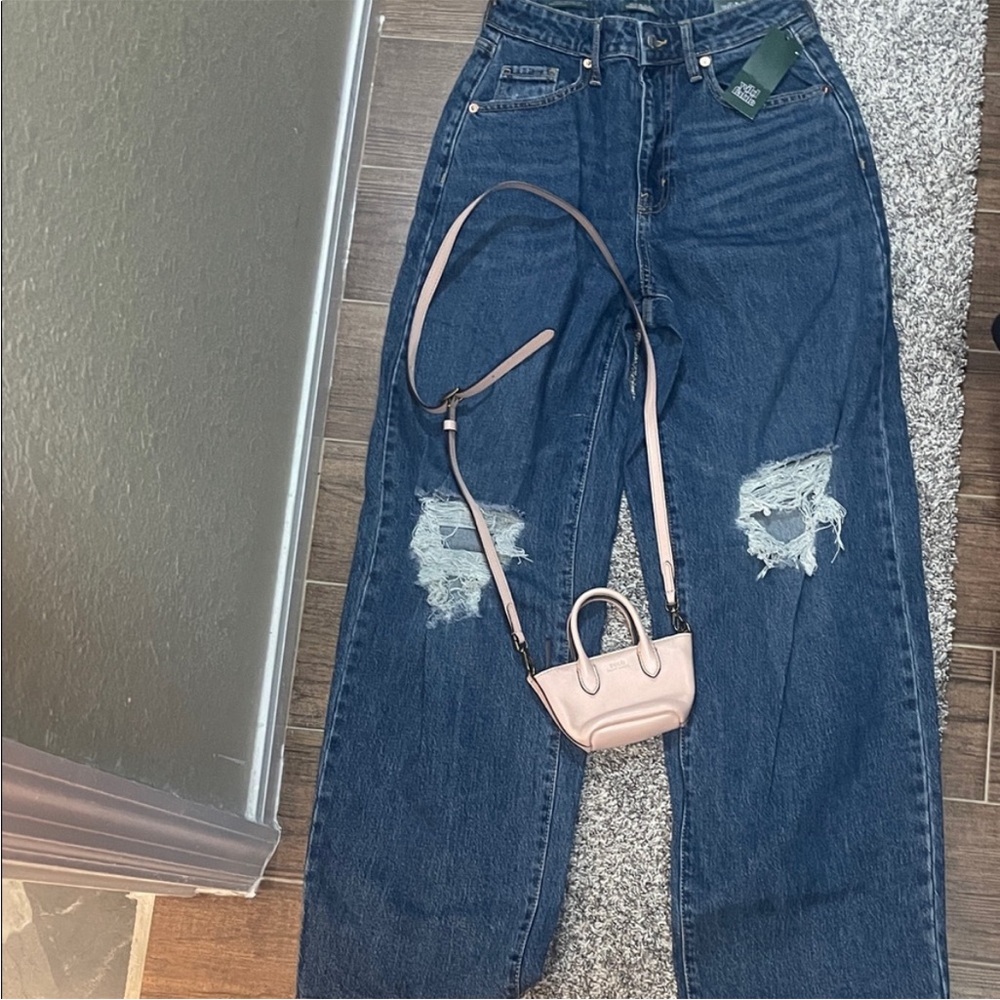 Wild Fable High Rise Blue Jeans with Distressed Accents